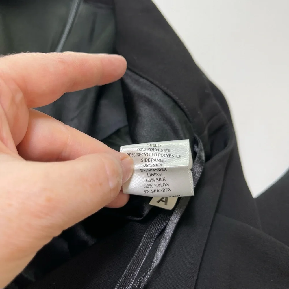 Eileen Fisher Tropical Suiting Silk Panel Skirt Black XL